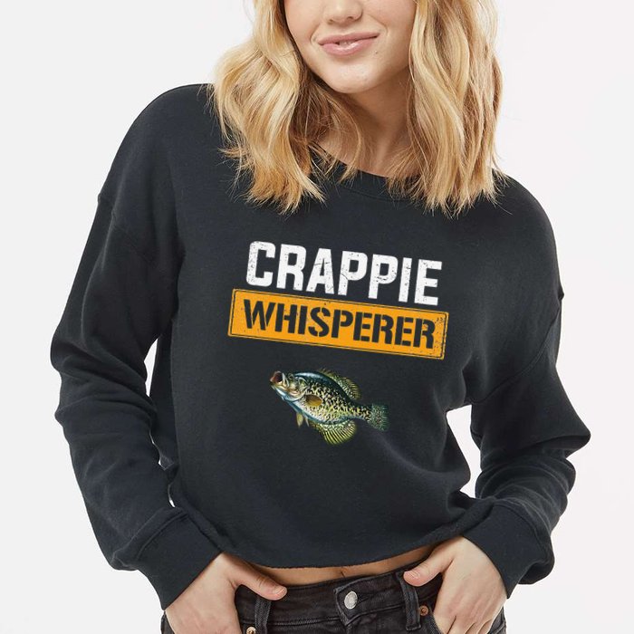Crappie Whisperer Crappie Fishing Cropped Pullover Crew
