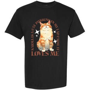 Cute Watercolor Cat Purring and Karma Lover Retro Art Style Garment-Dyed Heavyweight T-Shirt