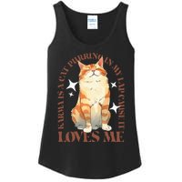 Cute Watercolor Cat Purring and Karma Lover Retro Art Style Ladies Essential Tank