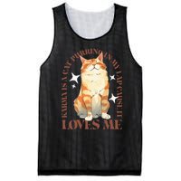 Cute Watercolor Cat Purring and Karma Lover Retro Art Style Mesh Reversible Basketball Jersey Tank