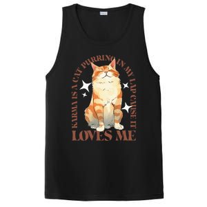 Cute Watercolor Cat Purring and Karma Lover Retro Art Style PosiCharge Competitor Tank