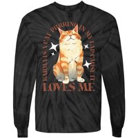 Cute Watercolor Cat Purring and Karma Lover Retro Art Style Tie-Dye Long Sleeve Shirt