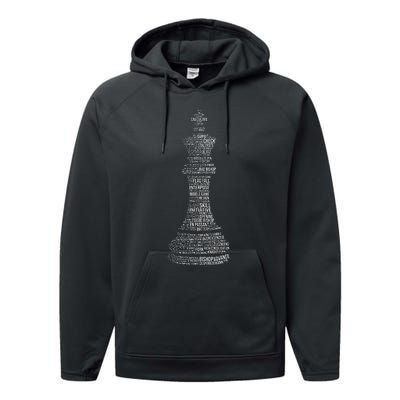 Chess Words Chess Club Chess Player Chess Lover Performance Fleece Hoodie