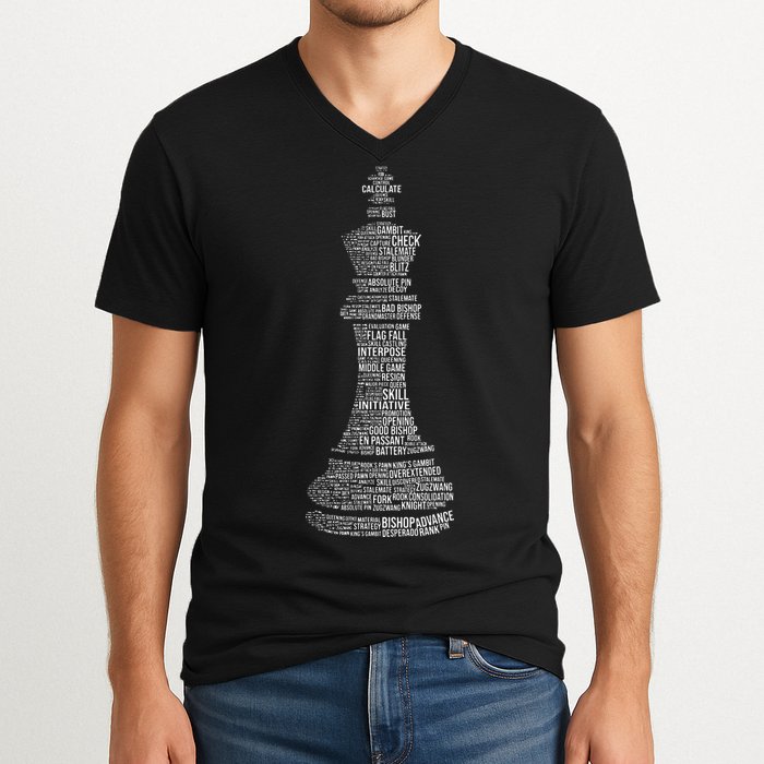 Chess Words Chess Club Chess Player Chess Lover V-Neck T-Shirt