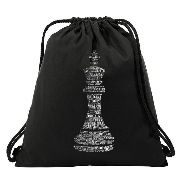 Chess Words Chess Club Chess Player Chess Lover Drawstring Bag