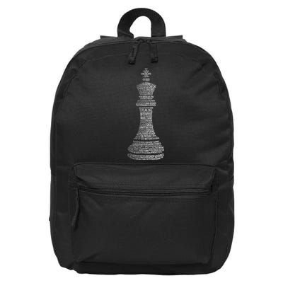 Chess Words Chess Club Chess Player Chess Lover 16 in Basic Backpack