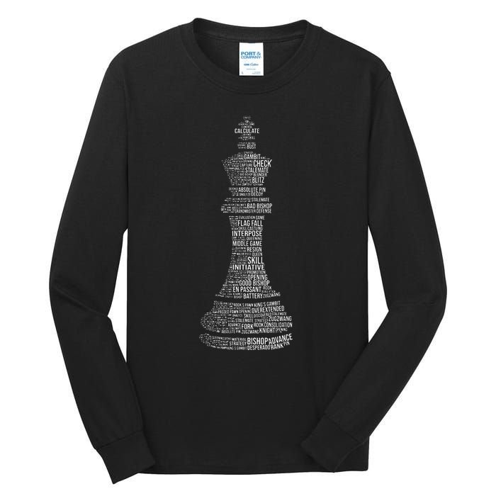 Chess Words Chess Club Chess Player Chess Lover Tall Long Sleeve T-Shirt