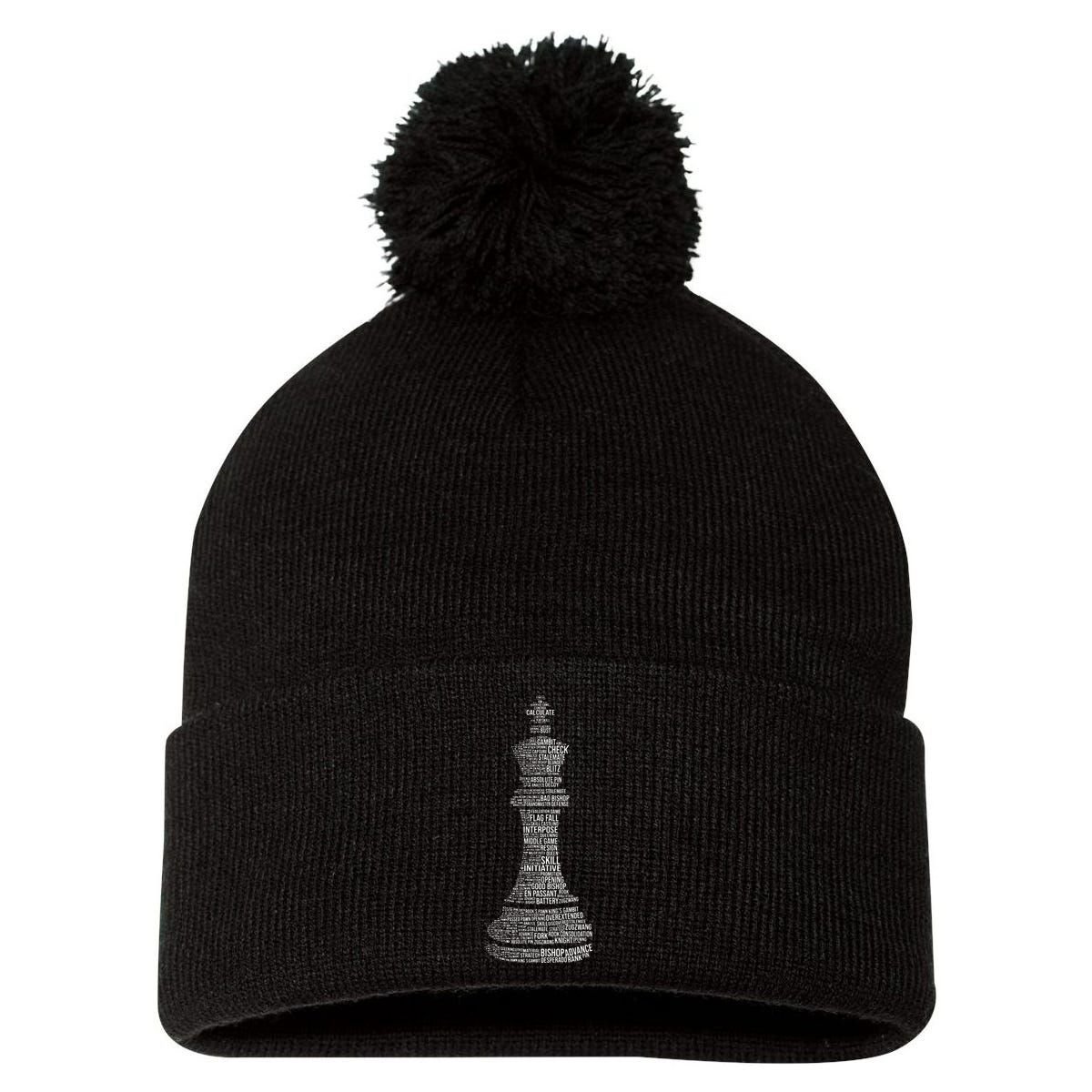 Chess Words Chess Club Chess Player Chess Lover Pom Pom 12in Knit Beanie