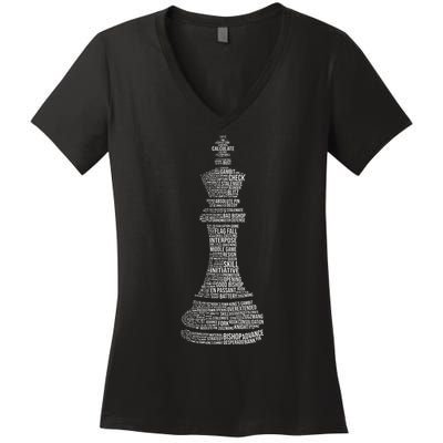 Chess Words Chess Club Chess Player Chess Lover Women's V-Neck T-Shirt