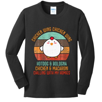 Chicken Wing Chicken Wing Song Lyric Hot Dog Bologna Kids Long Sleeve Shirt