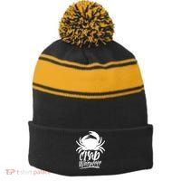 Crab Whisperer Crabs Crabber Crabbing Fishing Stripe Pom Pom Beanie