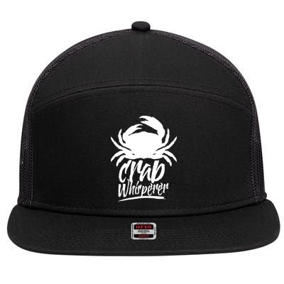 Crab Whisperer Crabs Crabber Crabbing Fishing 7 Panel Mesh Trucker Snapback Hat