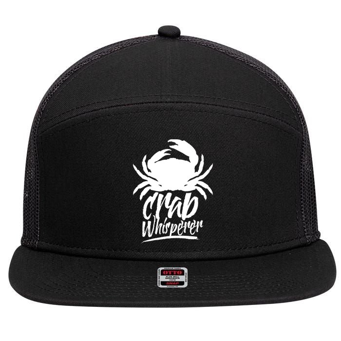 Crab Whisperer Crabs Crabber Crabbing Fishing 7 Panel Mesh Trucker Snapback Hat