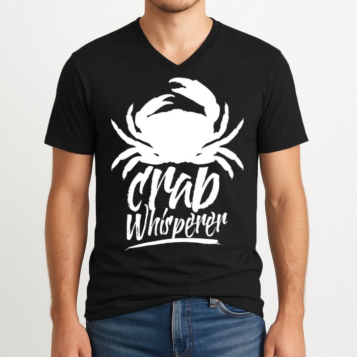 Crab Whisperer Crabs Crabber Crabbing Fishing V-Neck T-Shirt