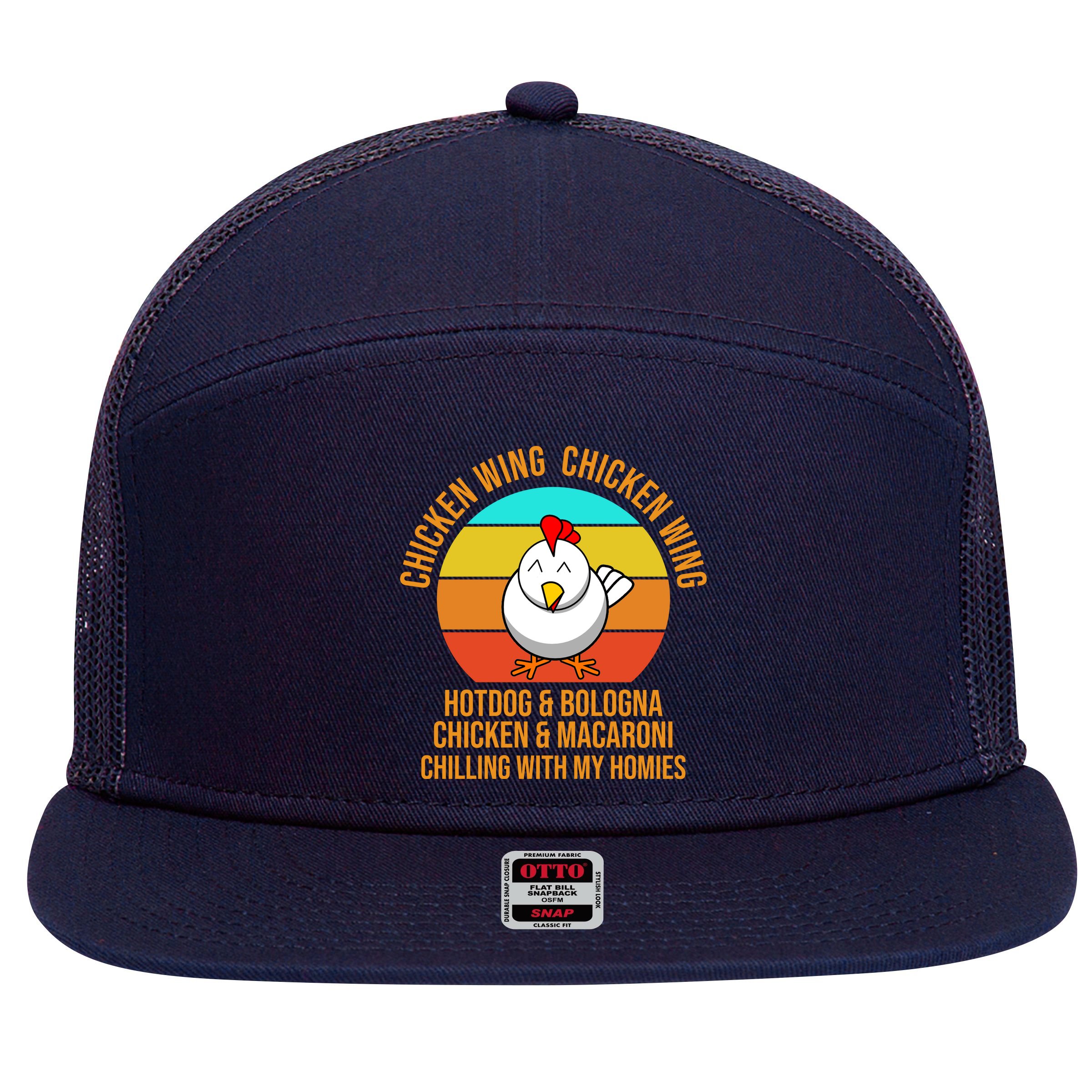 Chicken Wing Chicken Wing Hot Dog And Bologna 7 Panel Mesh Trucker Snapback Hat
