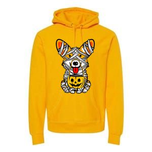 Cute Welsh Corgi Dog Mummy Pumpkin Halloween Spooky Season Gift Premium Hoodie