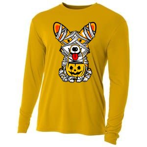 Cute Welsh Corgi Dog Mummy Pumpkin Halloween Spooky Season Gift Cooling Performance Long Sleeve Crew