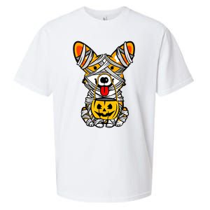 Cute Welsh Corgi Dog Mummy Pumpkin Halloween Spooky Season Gift Sueded Cloud Jersey T-Shirt