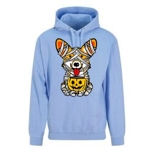 Cute Welsh Corgi Dog Mummy Pumpkin Halloween Spooky Season Gift Unisex Surf Hoodie