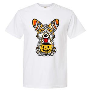 Cute Welsh Corgi Dog Mummy Pumpkin Halloween Spooky Season Gift Garment-Dyed Heavyweight T-Shirt