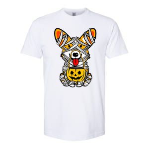 Cute Welsh Corgi Dog Mummy Pumpkin Halloween Spooky Season Gift Softstyle CVC T-Shirt