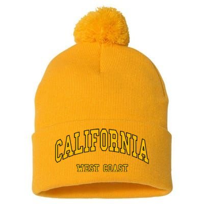 California West Coast Throwback Design Classic Pom Pom 12in Knit Beanie