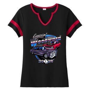 Cruisin Woodward Classic Cars 2024 Ladies Halftime Notch Neck Tee