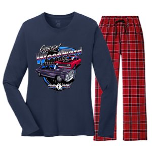 Cruisin Woodward Classic Cars 2024 Women's Long Sleeve Flannel Pajama Set 