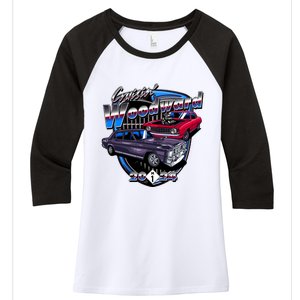 Cruisin Woodward Classic Cars 2024 Women's Tri-Blend 3/4-Sleeve Raglan Shirt