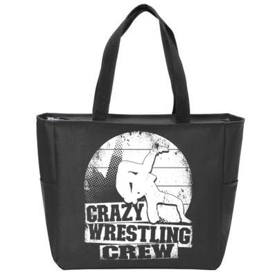 Crazy Wrestling Crew Wrestle Wrestler Zip Tote Bag