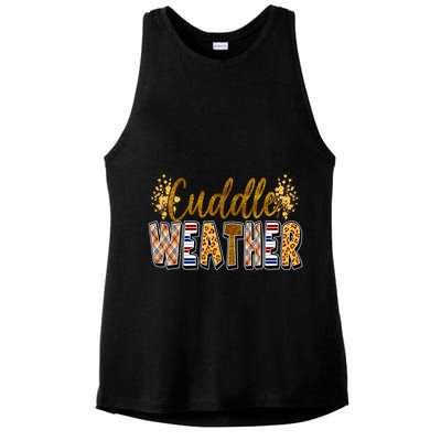 Cuddle Weather Cute Fall Pattern Ladies PosiCharge Tri-Blend Wicking Tank
