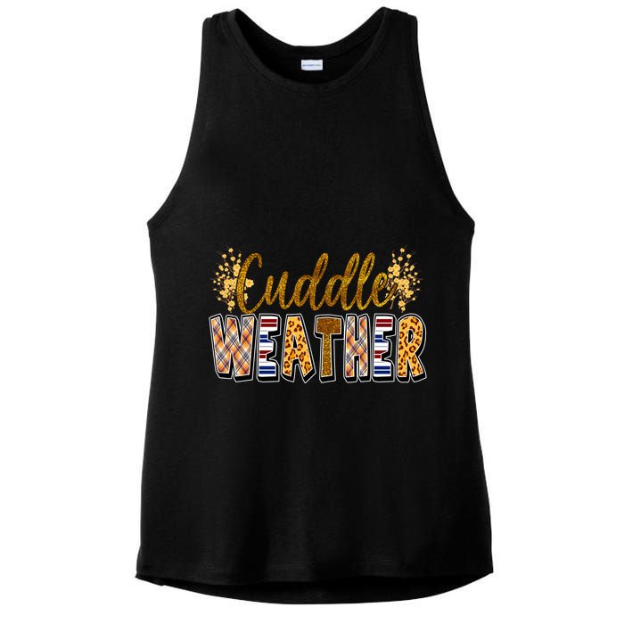 Cuddle Weather Cute Fall Pattern Ladies PosiCharge Tri-Blend Wicking Tank