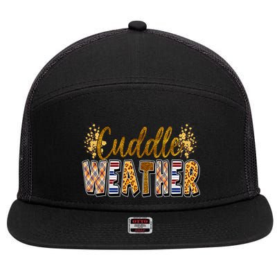 Cuddle Weather Cute Fall Pattern 7 Panel Mesh Trucker Snapback Hat