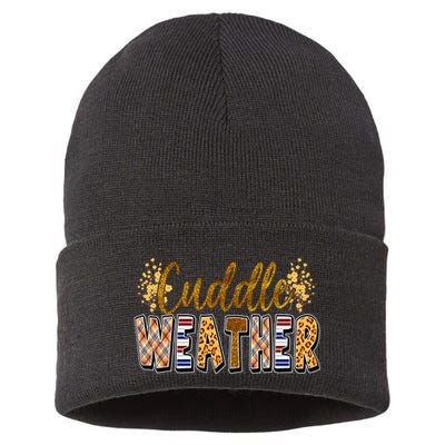 Cuddle Weather Cute Fall Pattern Sustainable Knit Beanie