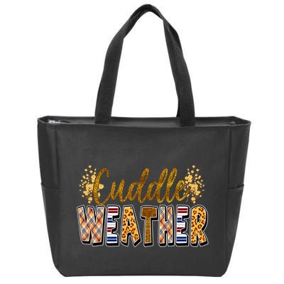 Cuddle Weather Cute Fall Pattern Zip Tote Bag