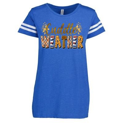 Cuddle Weather Cute Fall Pattern Enza Ladies Jersey Football T-Shirt