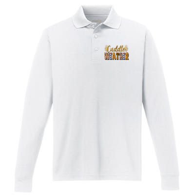 Cuddle Weather Cute Fall Pattern Performance Long Sleeve Polo