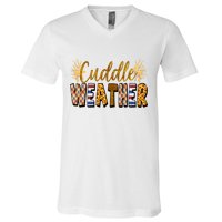Cuddle Weather Cute Fall Pattern V-Neck T-Shirt
