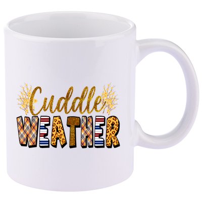 Cuddle Weather Cute Fall Pattern 11oz C Handle Ceramic Mug