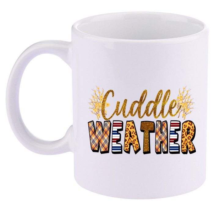 Cuddle Weather Cute Fall Pattern 11oz C Handle Ceramic Mug
