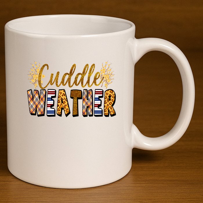 Cuddle Weather Cute Fall Pattern 11oz C Handle Ceramic Mug
