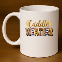 Cuddle Weather Cute Fall Pattern 11oz C Handle Ceramic Mug