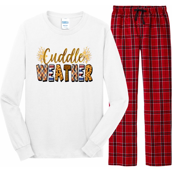 Cuddle Weather Cute Fall Pattern Long Sleeve Pajama Set