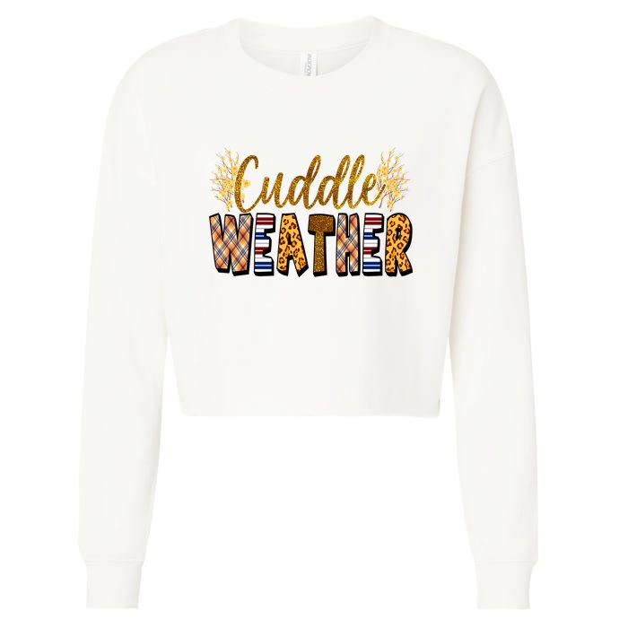 Cuddle Weather Cute Fall Pattern Cropped Pullover Crew