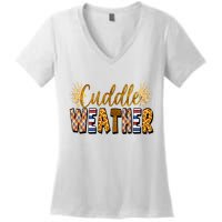 Cuddle Weather Cute Fall Pattern Women's V-Neck T-Shirt