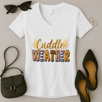 Cuddle Weather Cute Fall Pattern Women's V-Neck T-Shirt