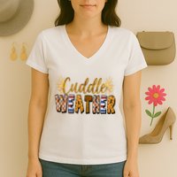 Cuddle Weather Cute Fall Pattern Women's V-Neck T-Shirt