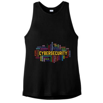 Cybersecurity Word Cloud Cyber Security Gift Cybersecurity Ladies PosiCharge Tri-Blend Wicking Tank