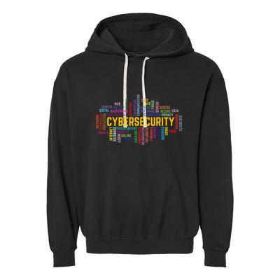 Cybersecurity Word Cloud Cyber Security Gift Cybersecurity Garment-Dyed Fleece Hoodie