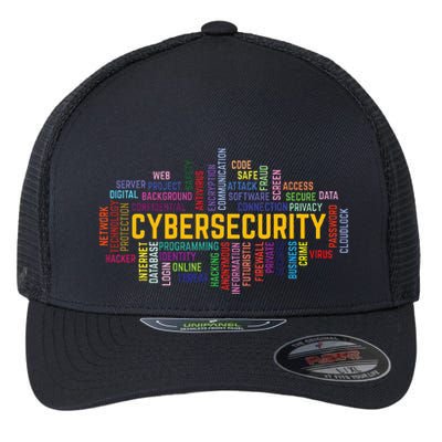 Cybersecurity Word Cloud Cyber Security Gift Cybersecurity Flexfit Unipanel Trucker Cap